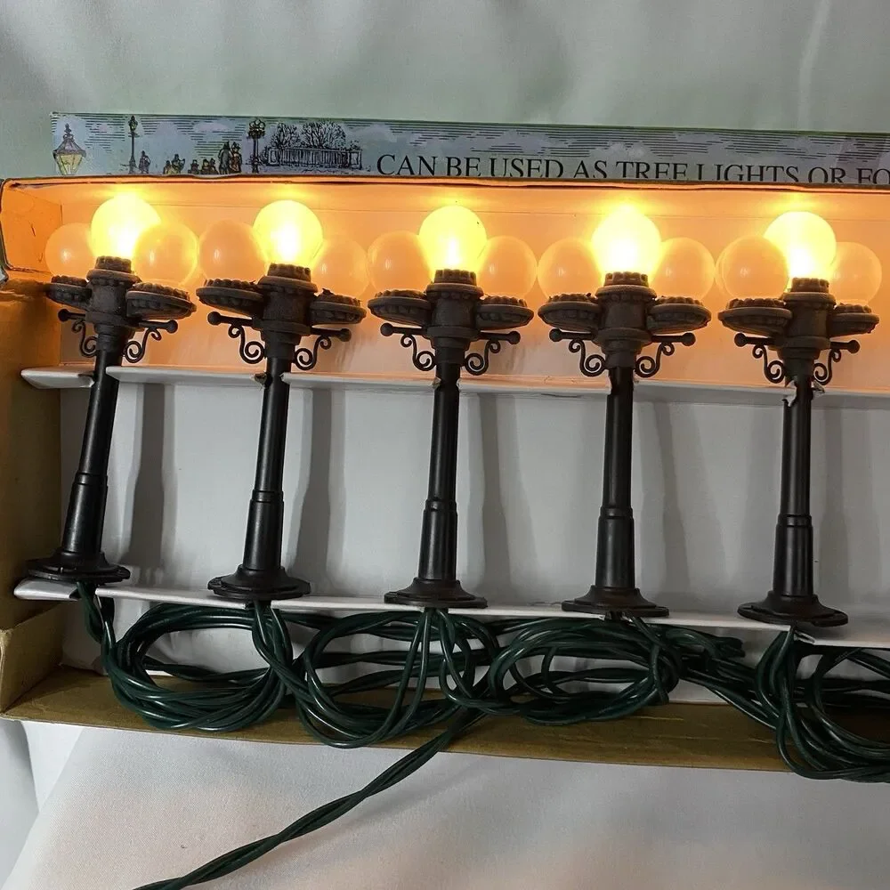 Vtg Kurt Adler 10 Victorian Street Light Set For Christmas Village or Tree NIB
